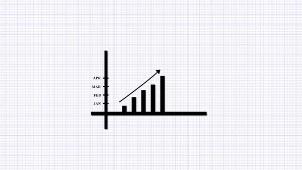 Graph chart with rising bars and an upward trend arrow on a grid background.