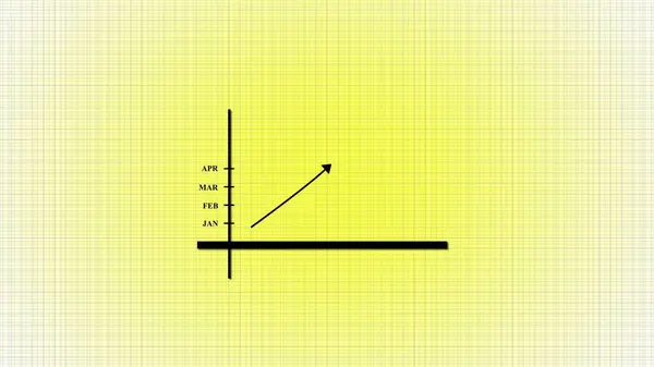 Graph chart with rising bars and an upward trend arrow on a grid background.