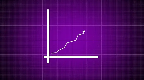 Abstract purple background with a simple black graph chart and grid lines.
