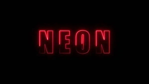 Red neon sign with the word NEON against a dark background.