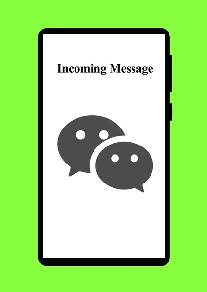 Smartphone incoming message icon on a green background.