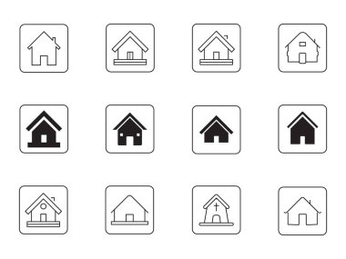 ev simgesi seti, ev simgesi seti, ev vektör çizgisi çizimi resim çizimi, güzel küçük kulübe vektörü 