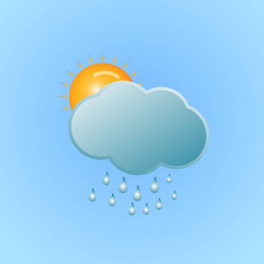 Hava tahminleri: Güneş, yağmur ve bulutlu Vektör İllüstrasyon Simgesi ve Görüntü