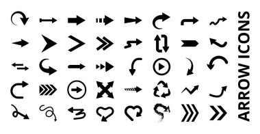 arrow icon vector set with black and white color clipart