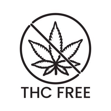 THC Free Stamp Icon Black and White, thc free emblem, seal, tag, label for cbd hemp oil label design template elements