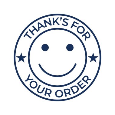 thank you for your order badge, seal, tag, label for retail, small shop stamp, sticker, thank customers for buying products tagline vector illustration