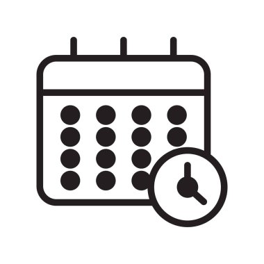 Calendar Outline Icon, Linear Calendar, Black and White Transparent