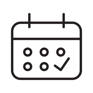 Calendar Outline Icon, Linear Calendar, Black and White Transparent