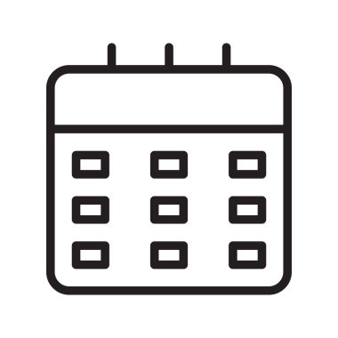 Calendar Outline Icon, Linear Calendar, Black and White Transparent