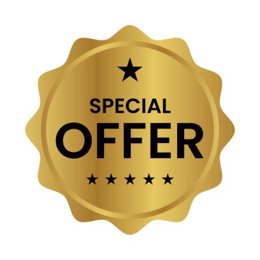 special offer badge, seal, stamp, tag, label, golden color vector