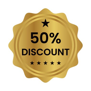 50 percent discount label, seal, sticker, stamp, tag vector icon for shopping discount promotion