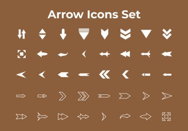 Arrow icons set vector, left arrow, down arrow, forward, left, up fly