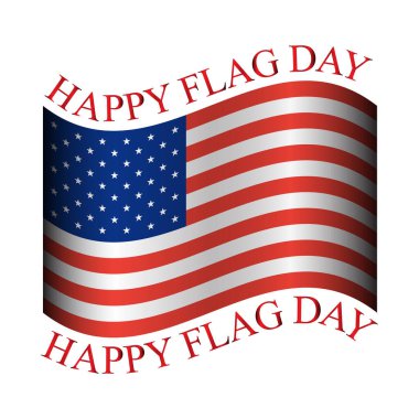 ABD Bayrak Günü 'nüz kutlu olsun. Amerika Birleşik Devletleri Vektör İllüstrasyonu' nun Dalgalı Bayrağı.