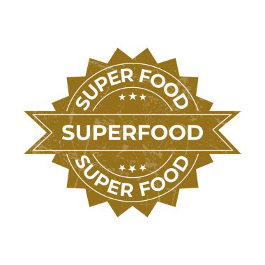 Superfood Rozeti, Süper Gıda Mührü, Superfood Etiketi, İşaret, Etiket, Etiket, Sembol, Amblem, Logo, Simge, Grunge Efektli Klasik Biçim
