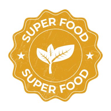 Superfood Rozeti, Süper Gıda Mührü, Superfood Etiketi, İşaret, Etiket, Etiket, Sembol, Amblem, Logo, Simge, Grunge Efektli Klasik Biçim