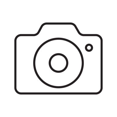 Kamera Simgesi Vektör Ana Hattı Siyah ve Beyaz, Çizgi Kamera Simgesi Vektör İllüstrasyonu