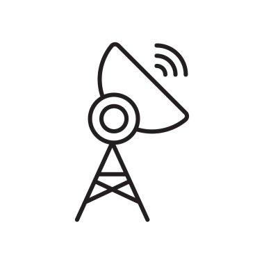 Ağ Kulesi Sinyal Simgesi Vektör Ana Hattı Vuruşu Beyaz Arkaplanda İzole Edildi