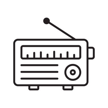 FM Radyasyon Simgesi Vektör Ana Hattı Siyah ve Beyaz