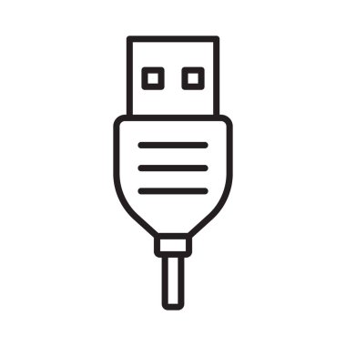 USB Kablo Simge Vektörü Siyah ve Beyaz, USB Kablo Simgesi Vektörü ve Görüntü Eklentisi