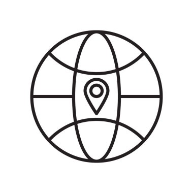 WWW Simge Vektör Taslağı, Beyaz Arkaplanda Pin Simgesiyle Web Simgesi Vuruşu