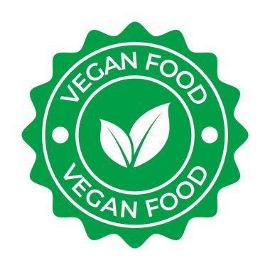 Cbd etiket tasarımı, kutu tasarımı, sosyal medya paylaşımı, ek tasarım unsurları için vegan yemek simgesi, vejetaryen yemek amblemi simgesi simgesi vektörü
