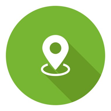 3d Konum Düz Simgesi, GPS Pointer Simgesi, Harita Yer Bulucu İşareti, Pin Konum Vektörü, Uzun Gölgeli Renkli Pin Noktası Düz Simgesi