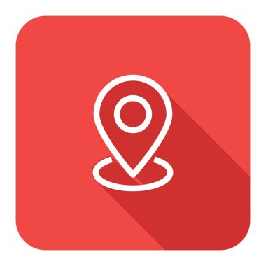 3d Konum Düz Simgesi, GPS Pointer Simgesi, Harita Yer Bulucu İşareti, Pin Konum Vektörü, Uzun Gölgeli Renkli Pin Noktası Düz Simgesi