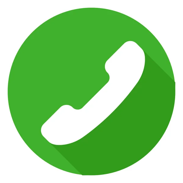 3D绿色电话呼叫平面图标矢量 电话呼叫接收按钮 电话标识图标 绿色电话呼叫矢量白色和绿色长影 — 图库矢量图片