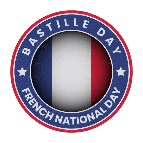 Bastille Day Nebo Francouzský Národní Den Odznak Design Logo Pečeť — Stockový vektor