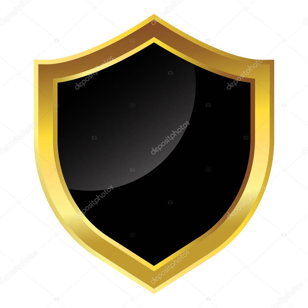 3D Shiny Shield Golden Gradient Shape Vector, Shield Vector Design Element For Security Purpose, Safety Privacy and Guarantee In Business and Mobile Apps and Website, Defense Tag, Shield Logo, Safeguard Shield Vector Illustration