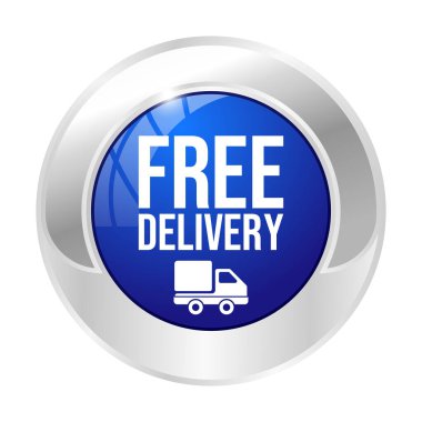 Mavi Renk 3D tüm sipariş vektörü, ücretsiz dağıtım pulu, ücretsiz dağıtım dairesi, simge, van sembolü, ücretsiz dağıtım kamyonu, pankart, ulaşım, paket simgesi, parlak, parlak rozet, kurye servis vektör çizimi