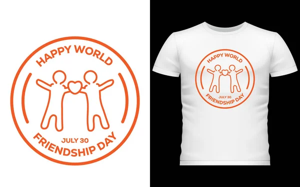 Insignia Del Día Amistad Feliz Día Nacional Amistad Tipográfica Shirt — Vector de stock
