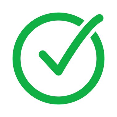 Onaylama İşareti, Tasarım Elementleri, Kontrol Listesi, Pozitif Düşünce İşareti, Doğru Yanıt, Doğrulanmış Rozet Düz Simgesi Vektör İlülasyonu