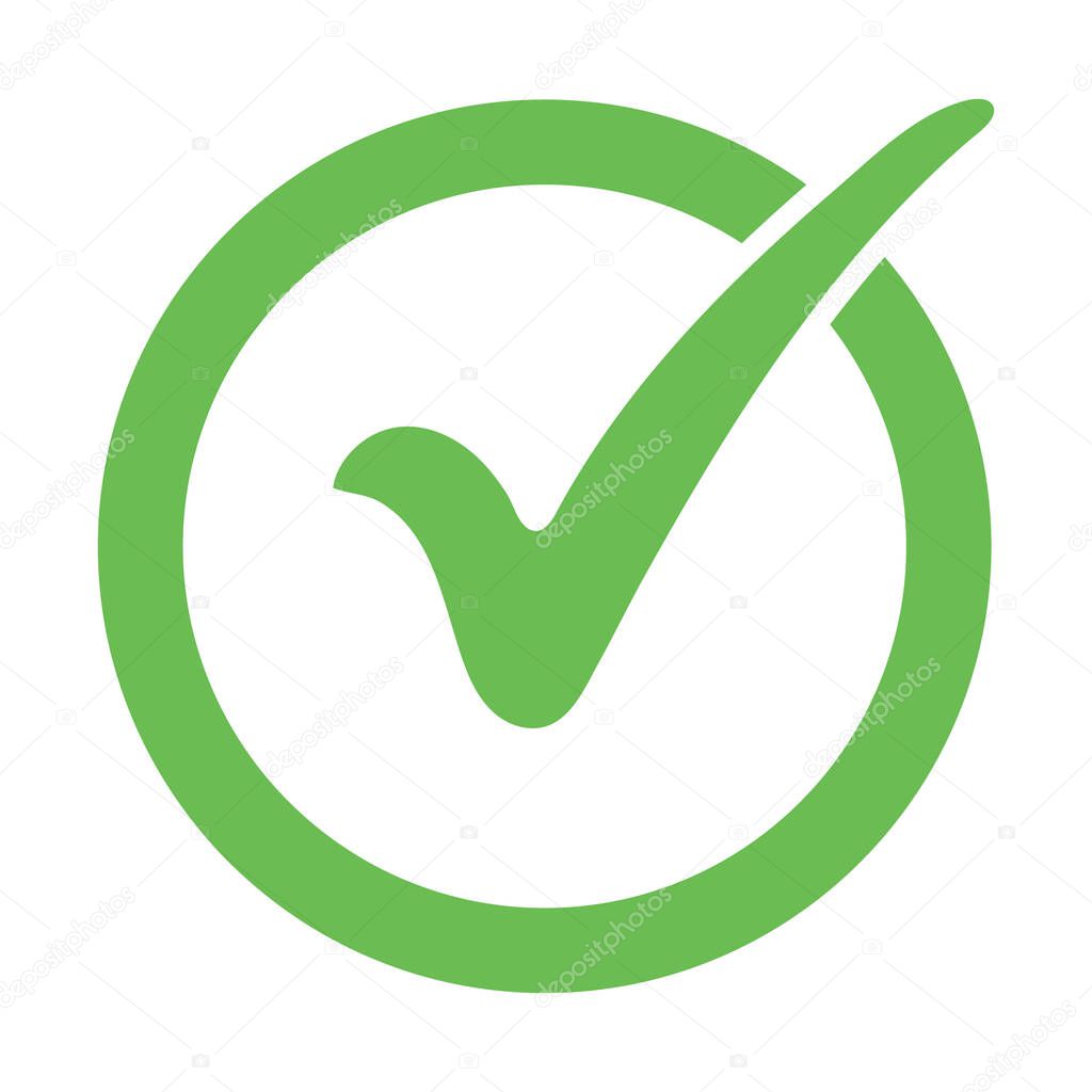 Confirmation Sign, Design Elements, Checklist, Positive Thinking Sign, Correct Answer, Verrified Badge Flat Icon Vector Illustration