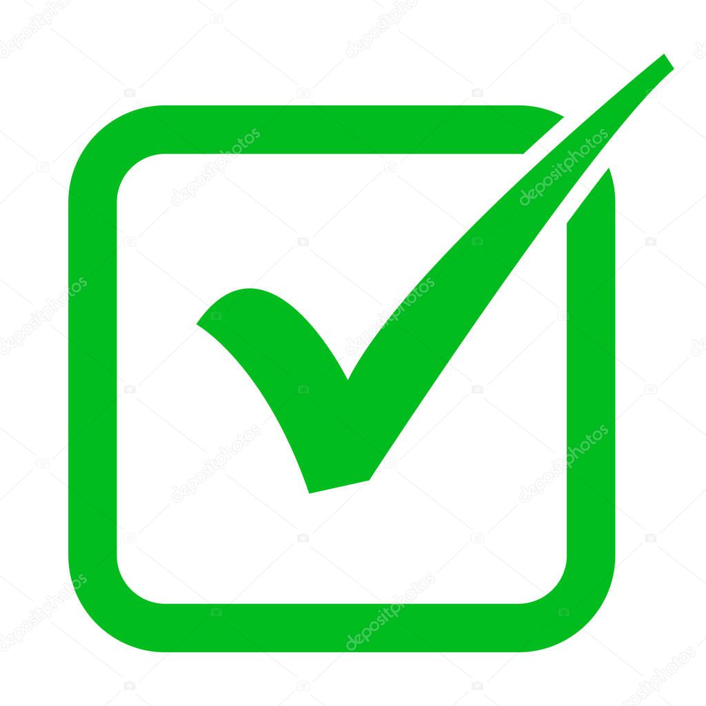 Confirmation Sign, Design Elements, Checklist, Positive Thinking Sign, Correct Answer, Verrified Badge Flat Icon Vector Illustration