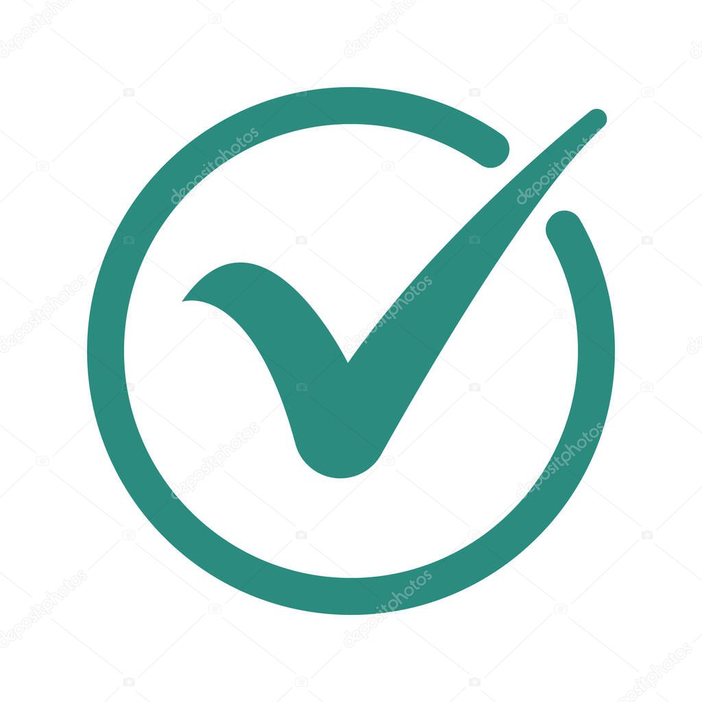 Confirmation Sign, Design Elements, Checklist, Positive Thinking Sign, Correct Answer, Verrified Badge Flat Icon Vector Illustration