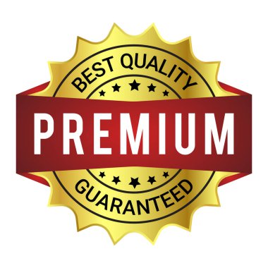 Premium Kalite Kauçuk Damgası, Rozet, Etiket, En İyi Kalite Garantili Amblem, Gerçekçi 3 Boyutlu Parlak Rozet Vektör Çizimi