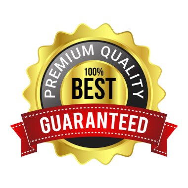 Premium Kalite Kauçuk Damgası, Rozet, Etiket, En İyi Kalite Garantili Amblem, Gerçekçi 3 Boyutlu Parlak Rozet Vektör Çizimi