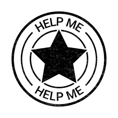 Simge, Vektöre Yardım, El Vektörü, Rozet, Damga, Lastik, Amblem, Mühür, Müşteri Hizmetleri, Grunge desenli Siyah ve Beyaz Etiket