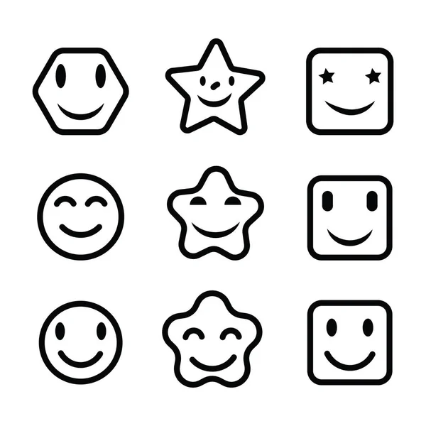 Set Smiley Faces Iconos Smiling Face Icon Vector Trendy Happy — Vector de stock