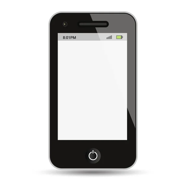 Smartphone Realista Telefone Android Tela Toque Tela Branco Tempo Bateria — Vetor de Stock