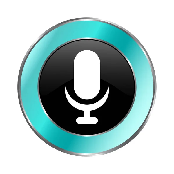 Vektor Ikony Mikrofonu Hlasové Tlačítko Ikona Podcastu Vysílání Realistická Lesklá — Stockový vektor