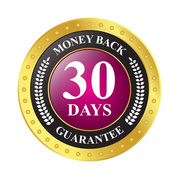 stock vector Glossy 30 Days Money Back Guarantee, Full Refund Guarantee, 100 Percent Refund Badge, Quality Assurance Badge, Reliability In Business And Services Online And Offline Design Element