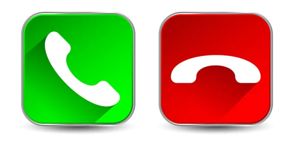 Реалістичний Телефон Прийом Відмова Набір Вхідна Кнопка Виклику Червона Зелена — стоковий вектор