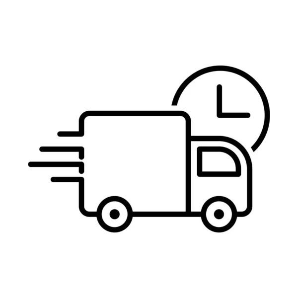 Fast Delivery Truck Quick Delivery Transportation Clock Symbol Van Icon — Stock Vector