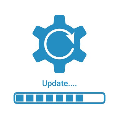 Update Vector Icon, Upgrade System Sign, Installing Software, Gear Settings, Application Update Process Completed, Refresh Button, Update Status Symbol, Updating System Software Vector Illustration clipart