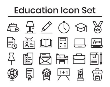 Eğitim Simgesi Seti, Üniversite Simgesi Seti, Üniversite Simgeleri Koleksiyon Satırı Biçimi Sembolü