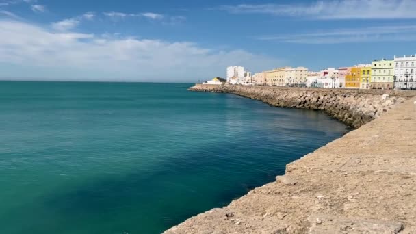 Panorâmica Cidade Cádiz Oceano Atlântico — Vídeo de Stock