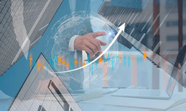 Inwestowanie Handel Koncepcja Rynku Nieruchomości Wykresy Finansowe Świecznik Wykresy Nowoczesnych — Zdjęcie stockowe