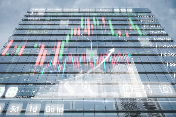 Inwestowanie Handel Koncepcja Rynku Nieruchomości Wykresy Finansowe Świecznik Wykresy Nowoczesnych — Zdjęcie stockowe